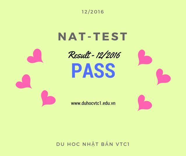 Danh sách các bạn du học sinh Nhật Bản đỗ kỳ thi Nat-test tháng 12/2016