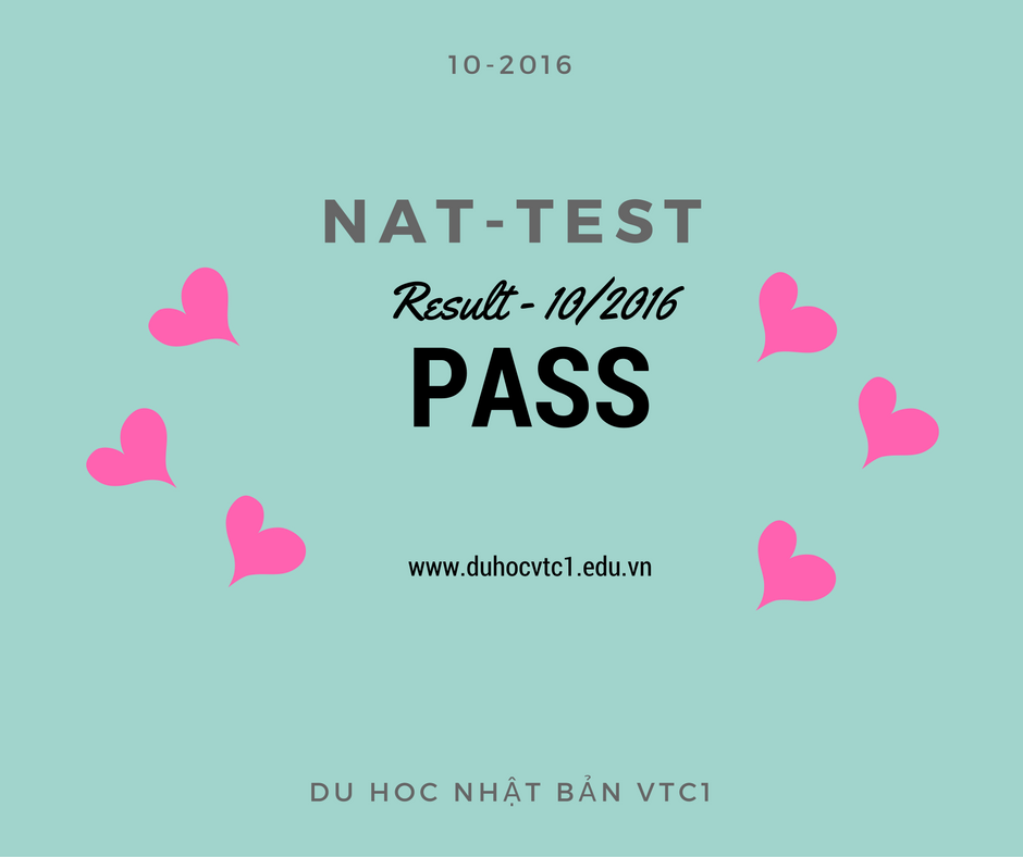 Danh sách các bạn du học sinh Nhật Bản đỗ kỳ thi Nattest tháng 10/2016